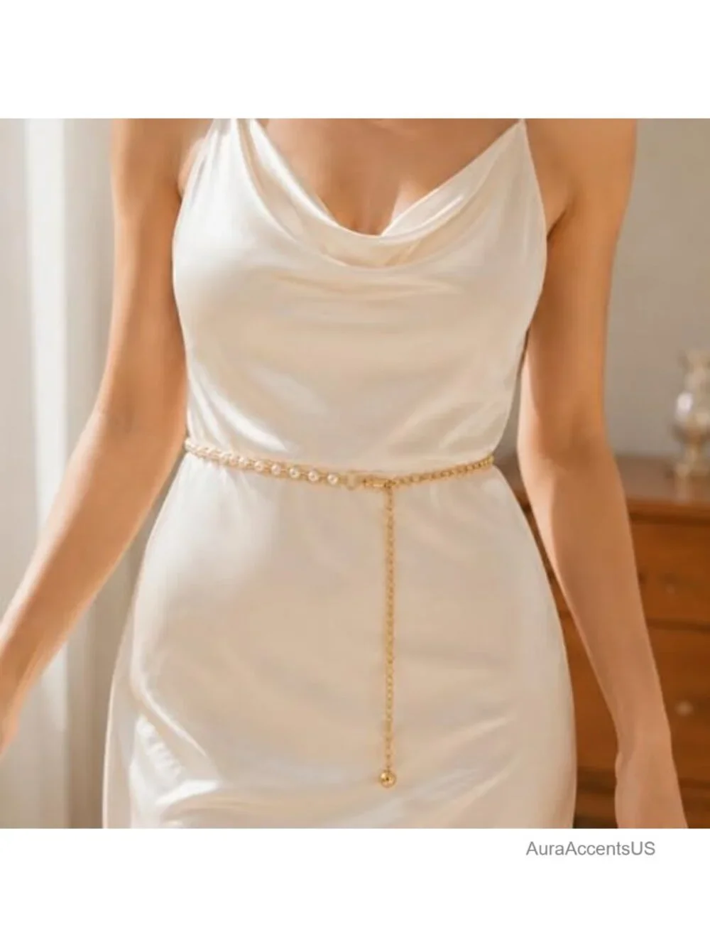 Adjustable Metal Waist Chain Belt, Gold Hollow Link Belt for Women, Dainty Body